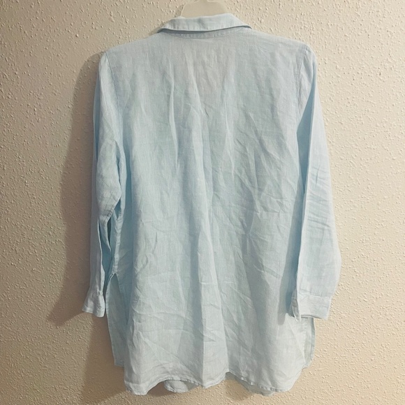 j. jill Love Linen Button Down Long Sleeve Shirt Light Blue Size M - Picture 3 of 9
